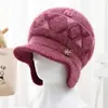Llegada Nueva de Invierno Sombrero para Madre de Mediana Edad y Anciana Sombrero de Lana Grueso Acolchado con Terciopelo Tejido Sombrero para Ciclismo de Mujer Resistente al Viento Protección contra el Frío Protección para los Oídos