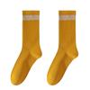 Calcetines para mujer de caña larga apilados otoño e invierno algodón puro 7A antibacteriano desodorante absorbente de sudor calcetines sin costuras a rayas para mujer