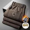 Pantalones Casuales para Hombre Otoño e Invierno Plus Terciopelo Gruesos Pantalones Largos Pierna Recta Modernos Versátiles Talla Grande Ropa de Hombre Pantalones Deportivos de Pana