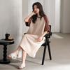Camisón Clásico de Rayas para Noche Perezosa para Mujer de Manga Corta con Cuello Redondo Pijama de Verano Cómodo de Algodón Estilo Coreano Dulce Ropa Exterior Ropa para el Hogar