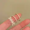 Anillo de Encaje Exquisito con Forma de Corazón de Pedrería Perla Japonés Coreano Simple Versátil Anillo de Dedo Versátil Femenino Apilamiento