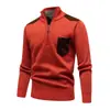 Suéter com zíper parcial e gola alta, novo estilo outono/inverno masculino, suéter moderno, malha casual e versátil para vendas transfronteiriças