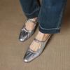 Talla Talla Reembolsable Zapatos Muller de Piel de Oveja Plisados Primavera 2025 Tacón Medio Grueso Punta Redonda Completamente de Cuero Genuino Pantuflas de Exterior para Mujer