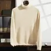 Camisa de Base de Tricô de Caxemira com Gola Alta para Homens, Suéter Interno Quente Solto de Cor Pura, Pulôver de Cor Pura, Casual de Manga Longa