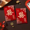 Sobres Rojos de Boda Estilo Nuevo con Palabras Felices, Sobres Rojos Pequeños para Bloquear la Puerta y Dar la Bienvenida a la Novia, Accesorios de Decoración de Boda de Cáscara Dura con Purpurina, Paquetes Rojos al por Mayor