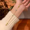 Pulsera Cruz de Plata de Ley S925 con Diamante de Alto Carbono en Turquesa Azul Fresco y Color Fanta, Diseño de Nicho, Versátil para el Verano