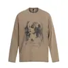 Yidao Vintage 2026 Primavera Nuevo Retro Americano Tendencia Diseño de Estampado de Retrato Unisex Holgado Manga Larga Camiseta