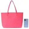 Bolsa Tote Matelassê Feihong Transfronteiriça, Grande Capacidade, Alto Valor Estético, Bolsa de Ombro Lisa, Bolsa de Mão Portátil Versátil para Exterior