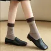 Meias miu cinza femininas meias femininas com blocos de cor de cano médio outono e inverno laço estilo coreano meias franzidas de renda meias femininas 100% algodão