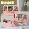 Uau, Bolsa Cosmética e de Higiene Pessoal de PVC Personalizada com um Toque de Alto Nível, Armazenamento Impermeável e Particionado para Viagem, Bolsa de Higiene Tote com Padrão de Letras