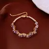 Pulseira Geométricas Redonda Oval Torcida de Zircônia Estilo Luxo Leve, Pulseira Estilo Retro Francês de Alto Padrão, Acessório de Mão Exquisito e Versátil