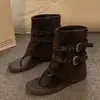 Sandálias Chinelo Femininas com Altura Oculta 2026 Novo Verão Salto Plataforma Fashionable Botinhas Hot Girl Sandálias Romanas Rebites