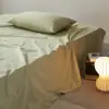 Minimalista Lujo Ligero Otoño/Invierno Color Sólido Todo Algodón Cepillado Artículo Individual Funda de Almohada Sábana Plana Sábana Ajustable Funda de Edredón Suave Cálido Algodón Puro Ropa de Cama