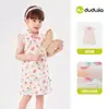 [100% Algodão] Vestido Colete Dudu para Meninas, Vestido de Verão para Meninas, Vestido de Verão Doce e Moderno para Meninas