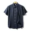 Camisa Casual de Manga Corta de Color Puro Transpirable Cómoda Pantalones con Bolsillo de Solapa Camisa de Algodón y Lino para Hombre Manga Corta de Algodón y Lino 8717