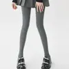 Leggings Cinza Estilo Primavera e Outono para Mulheres, Salto de Ângulo Reto, Novo Estilo de Roupa Externa, Emagrecimento Sensível à Pressão, Preto, Outono e Inverno, Leggings com Listras Verticais