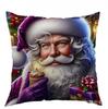 Funda de Almohada Navideña de Muñeco de Nieve Amazon Árbol de Navidad Montón de Regalos Decoración para el Hogar Habitación Funda de Cojín Almohada de Mesita de Noche