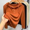 Moletom com Capuz Casual Slim-Fit para Mulheres, Camada Base Quente para Outono e Inverno, Blusa de Manga Longa com Capuz