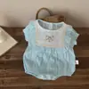 INS Verano Bebé Niña Estilo Princesa Bordado Combinación de Colores Manga Corta Sombreros Traje de Gateo para Bebé
