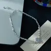 Pulseira Exclusiva de Fragmentos de Prata com Aquamarina Sintética de Luxo Leve para Mulheres, Design de Nicho, Versátil, Sensação de Alto Padrão, Joia Estilo Amizade