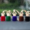 Garrafa de vidro cilíndrica de pelúcia com cinco linhas, frasco de perfume para carro, pingente de joias