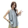Camisola negra estilo francés con cuello halter para mujer, verano, diseño impresionante, top único y holgado para usar sobre otras prendas
