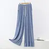 Pantalones de Modal para Dormir con Cordón, Pantalones Rectos para Mujer, Pantalones de Pierna Ancha de Cintura Alta, Pantalones Largos Sueltos Finos, Pantalones para Casa, Pantalones Elásticos de Baile