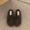 Sapatos de Pelúcia Estilo Coreano Birkenstock, Chinelos Peludos para Mulheres, Novos Chinelos de Meio Meio Fechados de Algodão Quentes para o Inverno 2025