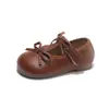 Zapatos Pequeños de Cuero para Niñas 2026 Otoño Nuevo Estilo Mocasines de Suela Suave para Niños Pequeños, Zapatos Planos de Moda con Moño para Bebés Niñas