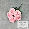 Buquê de rosa diamante artificial de cinco cabeças para casamento, arranjos florais de salão de casamento, decoração de casa e buquê de noiva