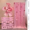 Decoración de Habitación de Boda Bata Rosa Tul Área de Fotos Pared de Fondo Señal Doble Felicidad Tablero Kt Corbata de Moño Atmósfera Novia