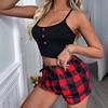 Traje de Shorts con Tirantes Ajustados para Mujer, Estilo Simple y Sexy, Subimpresión, Nuevo Verano 2024, Transfronterizo Amazon Europeo y Americano