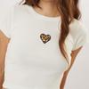 Camiseta gótica de verano y otoño para mujer, estilo europeo y americano, con estampado de leopardo y borde bordado, estilo callejero, Y2K