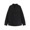 Camisa Bordada Shenhe Primavera y Otoño Nueva Carta para Hombre Holgada con Caída Manga Larga Estilo Japonés Juvenil Casual