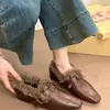 Senhora Rottie! Mocassins Elegantes de Bico Quadrado com Fivela e Pelo para Mulheres, Novo Estilo Outono e Inverno 2026, Sapatos com Salto Bloco Forrados de Lã
