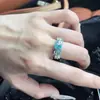 "Hortensia de Hada" Hada de las Flores Anillo de Hortensia Azul para Mujer Medio Antiguo Exquisito de Alta Calidad Anillo de Diamante de Zircón Paraíba