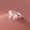 Anillo de lazo hueco estilo Nalan en plata pura 990ins con forma de corazón para niña dulce, exquisito anillo para el dedo índice R00937