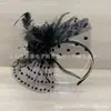 Sombrero francés nupcial vestido de boda tocado de viaje temperamento todo partido retro pluma malla flor accesorios para el cabello diadema