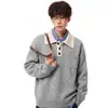 Suéter Masculino Texturizado Estilo Vintage com Tricô Canelado Grosso e Gola Contrastante, Caimento Solto - Coleção Outono/Inverno 2026