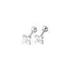 Brinco de Tarraxa Elegante Estilo Coreano Exquisito e Simples com Diamantes Coloridos e Flor de Trevo de Quatro Folhas para Mulheres