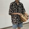 Camisa de manga curta floral vintage estilo Hong Kong leve e madura, estilo japonês casual masculino, camisa de praia havaiana
