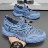 Sapatos Masculinos Verão Novo Respirável Vazado Sapatos de Malha Sapatos Masculinos da Moda Combinação Total Solado Grosso Tênis Fly-woven Casual Sapatos com Furos