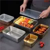 Contenedor de Acero Inoxidable para Alimentos con Tapa Cuadrado Lonchera Almacenamiento en Refrigerador Preparación para Olla Caliente Lonchera para Exteriores Caja Cuadrada Pequeña Regalo