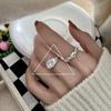 Anillo simple irregular con diseño de nicho en plata de ley 925 estilo coreano, anillo apilado moderno para mujer, estilo frío