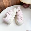 Sapatos de gancho e argola com sola grossa, forrados com fleece estilo irmã fofa, para cabeça grande, outono e inverno 2024, novos sapatos brancos pequenos LZ6056