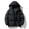 Casaco de algodão grosso de inverno para homens, jaqueta de algodão de corte solto, casaco moderno com gola alta, jaqueta puffer para casais, blusa versátil de cor sólida, casaco de algodão