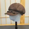Nuevo gorro boina casual versátil estilo coreano para mujer, sombrero octogonal de gamuza con encaje para otoño e invierno, sombrero de artista lindo y que adelgaza la cara