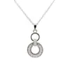 Colar de Aço Titânio com Pingente de Anel Duplo Totalmente Cravejado para Mulheres Elegante Versátil Exquisito Corrente para Clavícula de Zircônia Joias de Luxo Leve de Celebridade da Internet