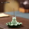 Novo Incensário Sapo Folha de Lótus para Uso Doméstico Interno, Suporte de Incenso de Cerâmica, Ornamento de Aromaterapia Transfronteiriço Amazon