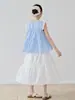 Conjunto de Verano para Niña: Conjunto de Dos Piezas: Top de Encaje a Cuadros sin Mangas + Falda, Ropa Infantil Estilo Coreano para Niñas